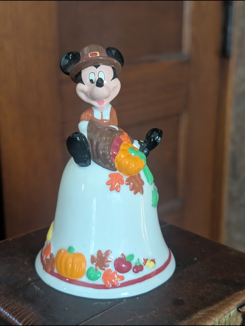 Disney Ceramic Bell with Mickey Pilgrim and Autumn Colors